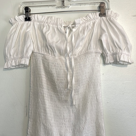SHEIN White Tight Fit Mini Dress with Poofy Off-Shoulder Short Sleeves, size S - Picture 2 of 11